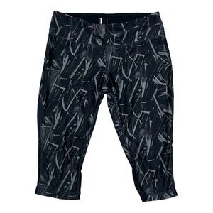 Mondetta Black Brush Stroke Cropped Capri Leggings L